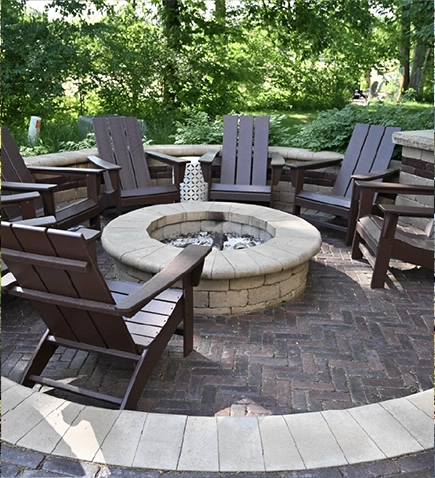 Outdoor fire pit with surrounding seating
